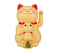 Maneki Neko Solar Gato de la Suerte 3 Figuras(Yellow) | solar, sin baterías, para movimiento continuo, atrae riqueza, para ideal para negocios