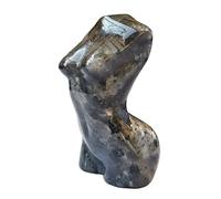 Manekieko Esculturas De Personajes De Modelos Femeninos De Cristal Curado por Labrador Negro NaturalDecoración De Oficina De Piedra De Palma De Bolsa Tallada De 50 Mm