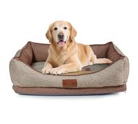 MANEMI Cama para Perros Curve con Tejido de Sofa Tacto al Lino Grueso, Lavable a Máquina, Antideslizante, Transpirable, Disponible en Varios Tamaños y Colores,Relleno de Fibra huesca Virgen
