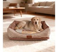 MANEMI Cama para Perros Curve con Tejido de Sofa Tacto al Lino Grueso, Lavable a Máquina, Antideslizante, Transpirable, Disponible en Varios Tamaños y Colores,Relleno de Fibra huesca Virgen