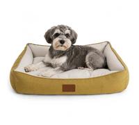 MANEMI Cama para Perros de Tela Efecto Lino, Cama Mullida con Relleno de Fibra de Poliéster, Base Antideslizante, Cama para Perros Pequeños, Medianos y Grandes, Disponible en Varios Tamaños y Colores
