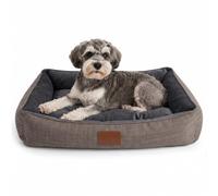 MANEMI Cama para Perros de Tela Efecto Lino, Cama Mullida con Relleno de Fibra de Poliéster, Base Antideslizante, Cama para Perros Pequeños, Medianos y Grandes, Disponible en Varios Tamaños y Colores
