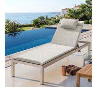 MANEMI Cojín para Tumbona 180x57x4cm cm, Acolchado con Espuma, Desenfundable con Cremallera, Funda de Poliéster Resistente, con Cintas de Sujeción, Ideal para Jardín, Terraza y Piscina