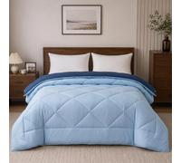 MANEMI Edredon Bicolor Cama Matrimonio con Relleno de Fibra 300g/m2, Edredon Cama 135, Tejido Suave, 100% Poliester - 220x240cm,Marino y Celeste