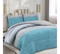 MANEMI Edredón Borrego con Estampado 240 x 260 cm con 2 Fundas de Cojin - Edredón Nódico Invierno Cálido y Suave con Relleno de Micro Fibra Poliéster, Edredón Reversible Franle y Sherpa