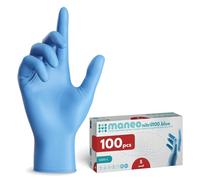 maneo 100 guantes desechables azules talla S, guantes de nitrilo sin polvo y sin látex, artículos de goma de un solo uso para limpieza, cocina y uso doméstico
