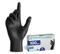 maneo 100 guantes desechables negros talla XL, guantes de nitrilo sin polvo y sin látex, artículos de goma de un solo uso para limpieza, cocina y uso doméstico