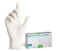 maneo 1000 guantes desechables blancos talla M, guantes de nitrilo sin polvo y sin látex, artículos de goma de un solo uso para limpieza, cocina y uso doméstico