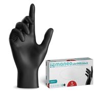 maneo 1000 guantes desechables negros talla S, guantes de nitrilo sin polvo y sin látex, artículos de goma de un solo uso para limpieza, cocina y uso doméstico