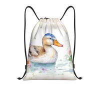 Manera Mochila Cordónes Pato de Acuarela Bolsa de Deporte Casual Bolsas de Cuerdas para Viaje Adulto Hombre 36X42cm