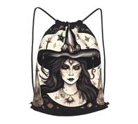 Manera Mochila Cuerda Estampado Bohemio de Bruja mágica y brujería Moderno Deporte Gimnasio Bolsas para Playa Acampada Mujer 36X42cm