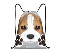Manera Mochila de Cuerda Cachorro Beagle y Pata de Perro, Casual Bolsas de Cuerdas, Ligero Bolsas de Deporte, para Nadar Vacaciones 36X42cm