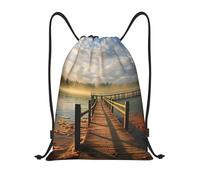 Manera Mochilas Cordón Impresión de Muelle bañándose bajo el Sol Deporte Bolso de Gimnasia Unisex Bolsa de Cuerdas para Viaje Vacaciones Hombre 36X42cm