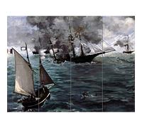 Manet Battle USS Kearsarge Css Alabama Painting XL Giant Panel Poster (8 Sections) Batalla Buque de Estados Unidos Pintura Póster