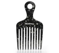 MANETURAL 14MX Peine de dientes largos/Peines de elevación de pelo afro para rizos de mujeres y barbas de hombres, hecho a mano, belleza hecha a mano para un peinado sin esfuerzo (negro, paquete de 2)