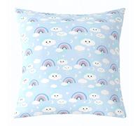 Manfei 1 funda de cojín con diseño de arcoíris de dibujos animados, estrella, luna, nube, para niños, niñas, adolescentes, lindas fundas de almohada azules y blancas, decoración de princesa de ensueño