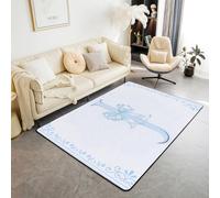 Manfei Alfombra azul con diseño de letra J y lazo floral en acuarela para interiores, alfombras de entrada para decoración de habitación de niños y niñas, lindas alfombras antideslizantes y