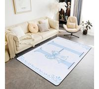 Manfei Alfombra azul con letra H, diseño de lazo floral en acuarela, para interiores, decoración de habitación de niños y niñas, bonita princesa Bowkont, antideslizante, absorbente, 6 pies 6 pulgadas