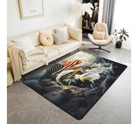 Manfei Alfombra con diseño de águila de 3 x 5 pies, decoración de bandera estadounidense para niñas, mujeres, hombres, adolescentes, pájaros y animales salvajes, alfombra que no se desprende para
