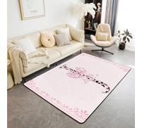 Manfei Alfombra de área con lazo de princesa, leopardo rosa, letra J, alfombras de entrada para decoración de habitación de niños y niñas, lindo lazo de dibujos animados, alfombras absorbentes