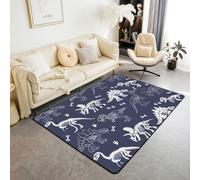 Manfei Alfombra de área de dinosaurio, esqueleto de dinosaurio blanco, alfombras de entrada para niños y niñas, decoración de habitación de niños y niñas, alfombras antideslizantes y absorbentes, 6