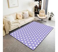 Manfei Alfombra de área de lunares de 3 x 5 pies para niñas y niños, color morado y blanco, juego de alfombras de estilo moderno y simple, diseño de círculos geométricos abstractos para sala de estar