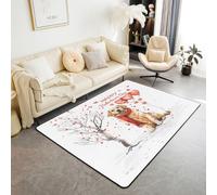 Manfei Alfombra de área para el día de San Valentín con globos de perro para interiores, alfombras de entrada para niños y niñas, decoración romántica de corazón rojo, antideslizante, absorbente, 6