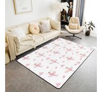 Manfei Alfombra de ballet con diseño de princesa, para interiores, decoración de habitación de niños y niñas, castillo de ensueño, mariposa rosa, antideslizante, absorbente, 4 pies 11 pulgadas x 3