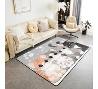Manfei Alfombra de interior con diseño de gato de dibujos animados, color blanco, para entrada, decoración de habitación de niños y niñas, con bonito estampado animal, antideslizante, absorbente, 4