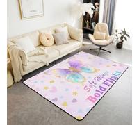 Manfei Alfombra de mariposa para sala de estar, dormitorio, estrellas coloridas, corazones, suave, acogedora, estilo princesa, decoración de suelo, alfombra decorativa rosa, 3 x 5 pies