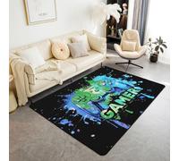 Manfei Alfombra para consola de videojuegos en acuarela, para interiores, entrada, decoración de habitación de niños y niñas, alfombras antideslizantes y absorbentes 3D, 4 pies 11 pulgadas x 3 pies 3