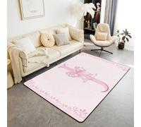 Manfei Alfombra rosa con diseño de letra J en acuarela con lazo floral para interiores, alfombras de entrada para decoración de habitación de niños y niñas, alfombras absorbentes antideslizantes de
