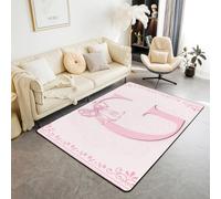 Manfei Alfombra rosa con letra G, diseño de princesa Bowkont, alfombra de entrada para decoración de habitación de niños y niñas, alfombra antideslizante absorbente con lazo floral en acuarela, 4 pies