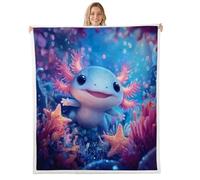 Manfei Bonita manta de felpa de ajolote, manta de franela de franela de estrella de mar submarina para niños, niñas, adolescentes, todas las estaciones, criatura marina 3D, bonita manta de cama