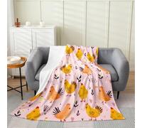 Manfei Bonita manta de felpa de pollito, bonita manta de forro polar de franela de animales de granja para niños, niñas, adolescentes, para todas las estaciones, manta rústica para despedida de