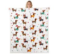 Manfei Bonita manta de perro salchicha para todas las estaciones, bonita manta de cama para cachorros para decoración del hogar kawaii, mantas botánicas de hojas de palma florales de dibujos animados
