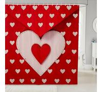 Manfei Cortina de ducha con diseño de corazón en 3D, decoración retro de corazón rojo, para niñas, adolescentes, adultos, romántica, día de San Valentín, pareja, amante, cortina de baño para bañera