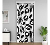 Manfei Cortina opaca blanca y negra para puerta, pintura artística moderna, graffiti, para dormitorio, puerta, sala de estar, cortina de puerta geométrica abstracta, decoración de habitación de niños