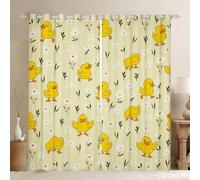 Manfei Cortinas de ventana de pato de dibujos animados, cortinas de ventana de animales salvajes, tratamientos de ventana de estilo rústico de granja, decoración de habitación de niños y niñas, juego