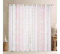 Manfei Cortinas geométricas aztecas del suroeste para ventana, cortinas cuadradas de retazos con líneas de rayas, decoración étnica tribal occidental para habitación de niños, sala de juegos, 2