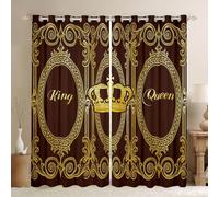 Manfei Crown - Cortina barroca para dormitorio, tamaño King y Queen, para sala de estar, para el día de San Valentín, decoración de habitación, cortinas de ventana marrón dorado, 116 cm de ancho x 182
