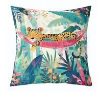Manfei Funda de almohada de doble cara con diseño de guepardo y hojas de palmera tropicales, para decoración de habitación de niños y niñas, funda de cojín de animales de la selva para cama, sofá, 1