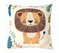 Manfei Funda de almohada de doble cara con diseño de león y selva, para decoración de habitación de niños y niñas, funda de cojín para cama, sofá, 1 paquete de 22 x 22 pulgadas
