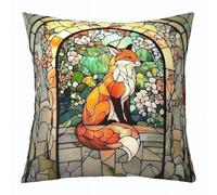 Manfei Funda de almohada de doble cara con diseño geométrico abstracto de zorro, para decoración de habitación de niños y niñas, funda de cojín con temática de animales salvajes para cama, sofá, 1