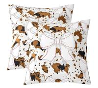 Manfei Funda de almohada de doble cara con lazo de béisbol, estilo princesa, para decoración de habitación de niños y niñas, patrón de piel de vacuno, funda de cojín para cama, sofá, 2 unidades de 16