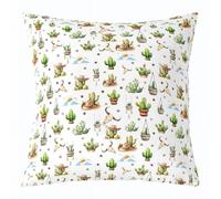 Manfei Funda de cojín con diseño de cactus de dibujos animados, diseño de calavera de vaca, sombrero de vaquero, funda de cojín para niños, adolescentes y adultos, estilo rústico en el desierto del