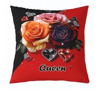 Manfei Funda de cojín con diseño de rosas de 40,6 x 40,6 cm, para el día de San Valentín, para adolescentes, adultos, mujeres, amantes, parejas, reinas, romántica, para cama, sofá, sala de estar