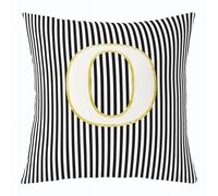 Manfei Funda de cojín con letras a rayas, funda de cojín de alfabeto a rayas negras de 22 x 22 pulgadas para niños y adolescentes, funda de almohada con monograma de letra O para coche, caravana