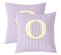 Manfei Fundas de almohada con letras a rayas, fundas de cojín de alfabeto a rayas moradas de 22 x 22 pulgadas para niños y adolescentes, fundas de almohada con monograma de letra O para coche