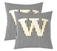 Manfei Juego de 2 fundas de almohada con letra W para niños y adolescentes, fundas de cojín con letras iniciales de rayas negras de 22 x 22 pulgadas, fundas de cojín modernas y estéticas para